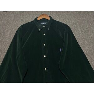 Ralph lauren corduroy button shirt mens green pony vintage size 2XB classic fit
